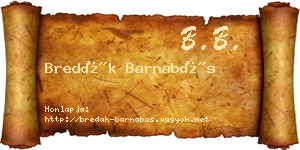 Bredák Barnabás névjegykártya